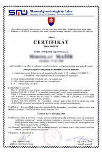 Certifikát - montáž určených meradiel