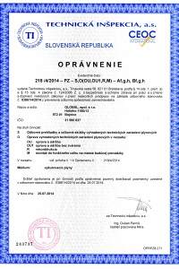 Oprávnenie - technické plynové zariadenia