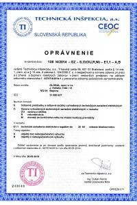Oprávnenie - elektrické zariadenia